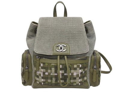 Chanel Backpack CC Logo Cuban Pocket Tweed Canvas Cruise Collection