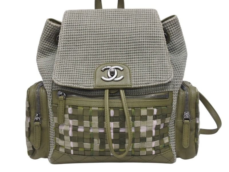 Chanel Backpack CC Logo Cuban Pocket Tweed Canvas Cruise Collection — view 2