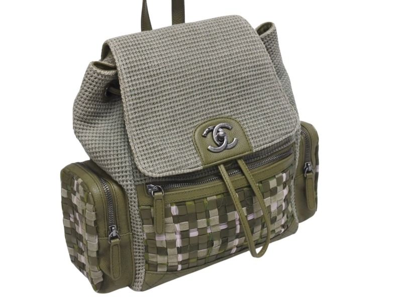 Chanel Backpack CC Logo Cuban Pocket Tweed Canvas Cruise Collection — view 4