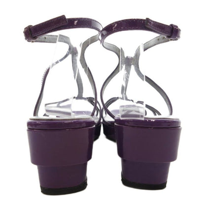 Prada Strap Sandals Mule Square Toe Enamel Patent Leather 34.5 Purple GV GY62