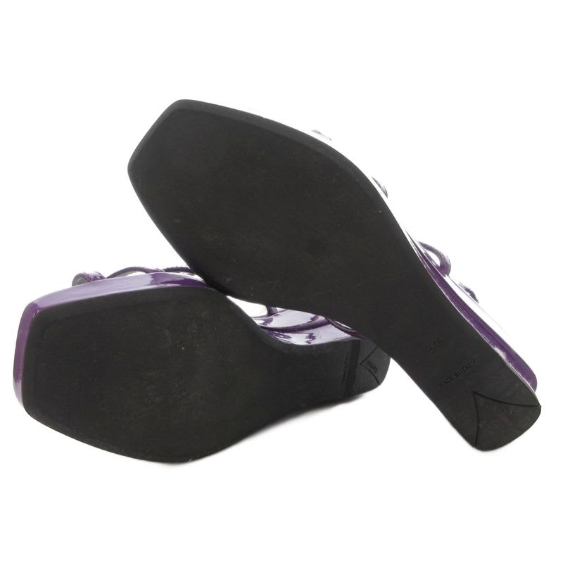 Prada Strap Sandals Mule Square Toe Enamel Patent Leather 34.5 Purple GV GY62