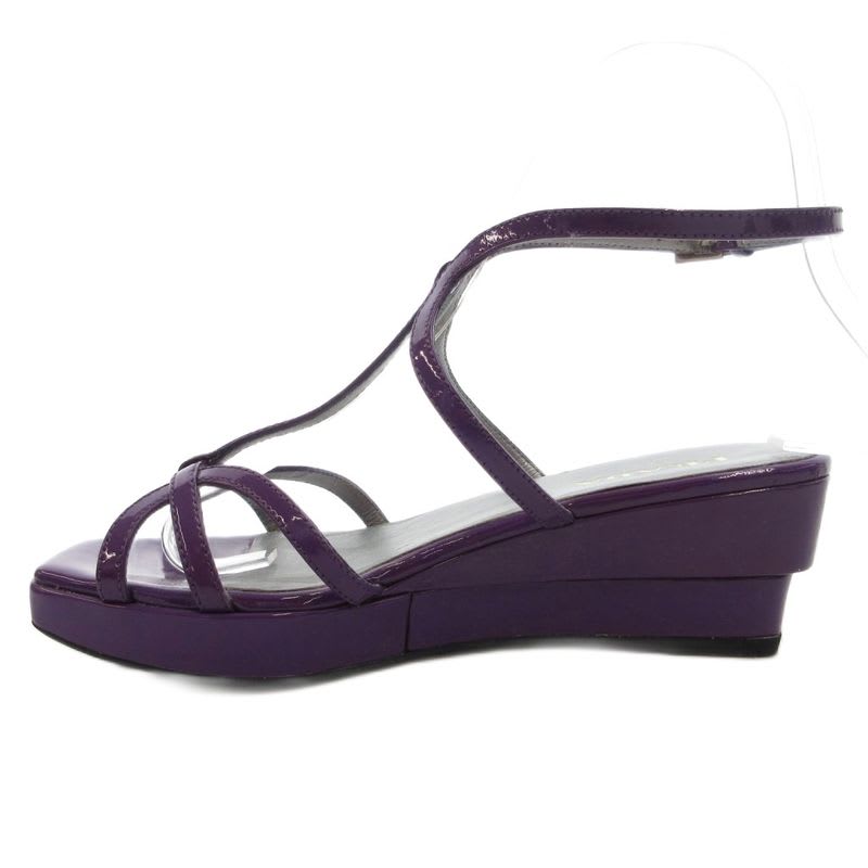 Prada Strap Sandals Mule Square Toe Enamel Patent Leather 34.5 Purple GV GY62