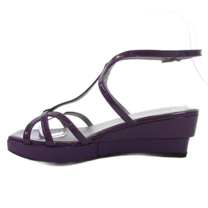 Prada Strap Sandals Mule Square Toe Enamel Patent Leather 34.5 Purple GV GY62
