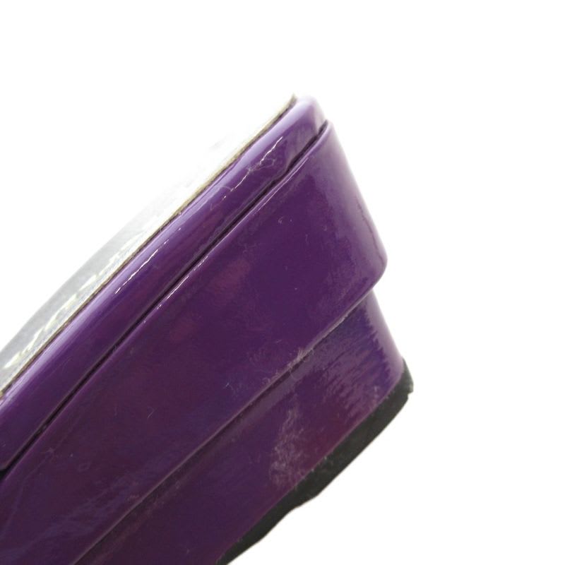 Prada Strap Sandals Mule Square Toe Enamel Patent Leather 34.5 Purple GV GY62