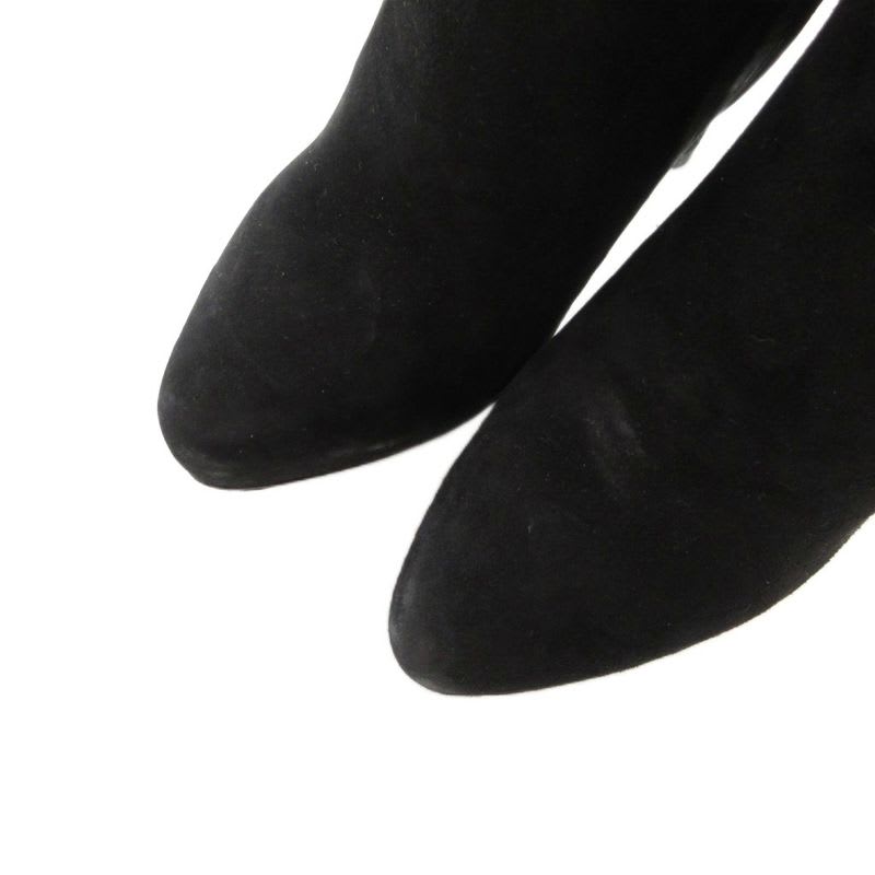 Prada Suede Long Boots High Heels Thick Sole Side Zip 36.5 Black GV GY62