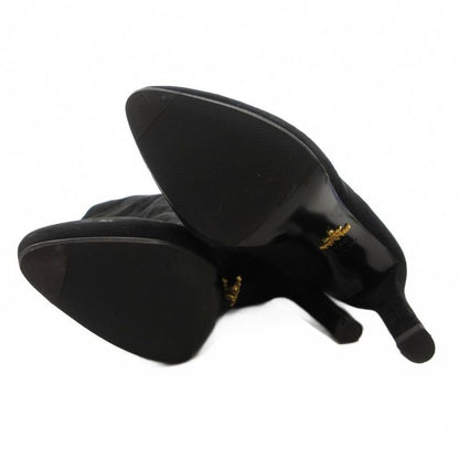 Prada Suede Long Boots High Heels Thick Sole Side Zip 36.5 Black GV GY62