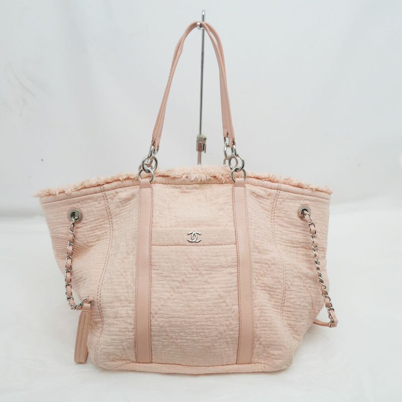 Chanel Large Shopping Bag Tote Hand Silver-hardware A57168 Pink Ladies