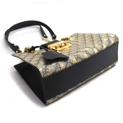 Gucci Padlock GG Small Bee Print Shoulder Bag Beige Women's