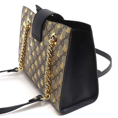 Gucci Padlock GG Small Bee Print Shoulder Bag Beige Women's