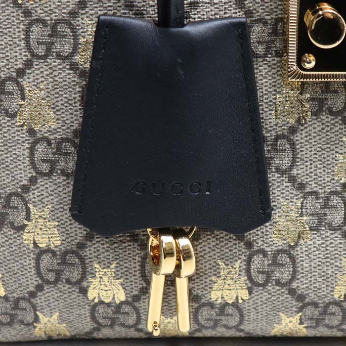 Gucci Padlock GG Small Bee Print Shoulder Bag Beige Women's