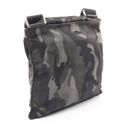 Prada Shoulder Bag Black Green Nylon Camouflage Shoulder Ladies