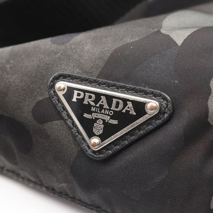 Prada Shoulder Bag Black Green Nylon Camouflage Shoulder Ladies