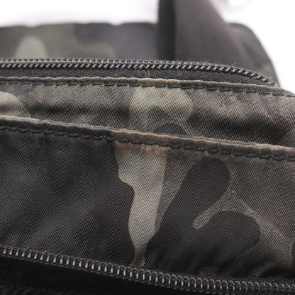 Prada Shoulder Bag Black Green Nylon Camouflage Shoulder Ladies