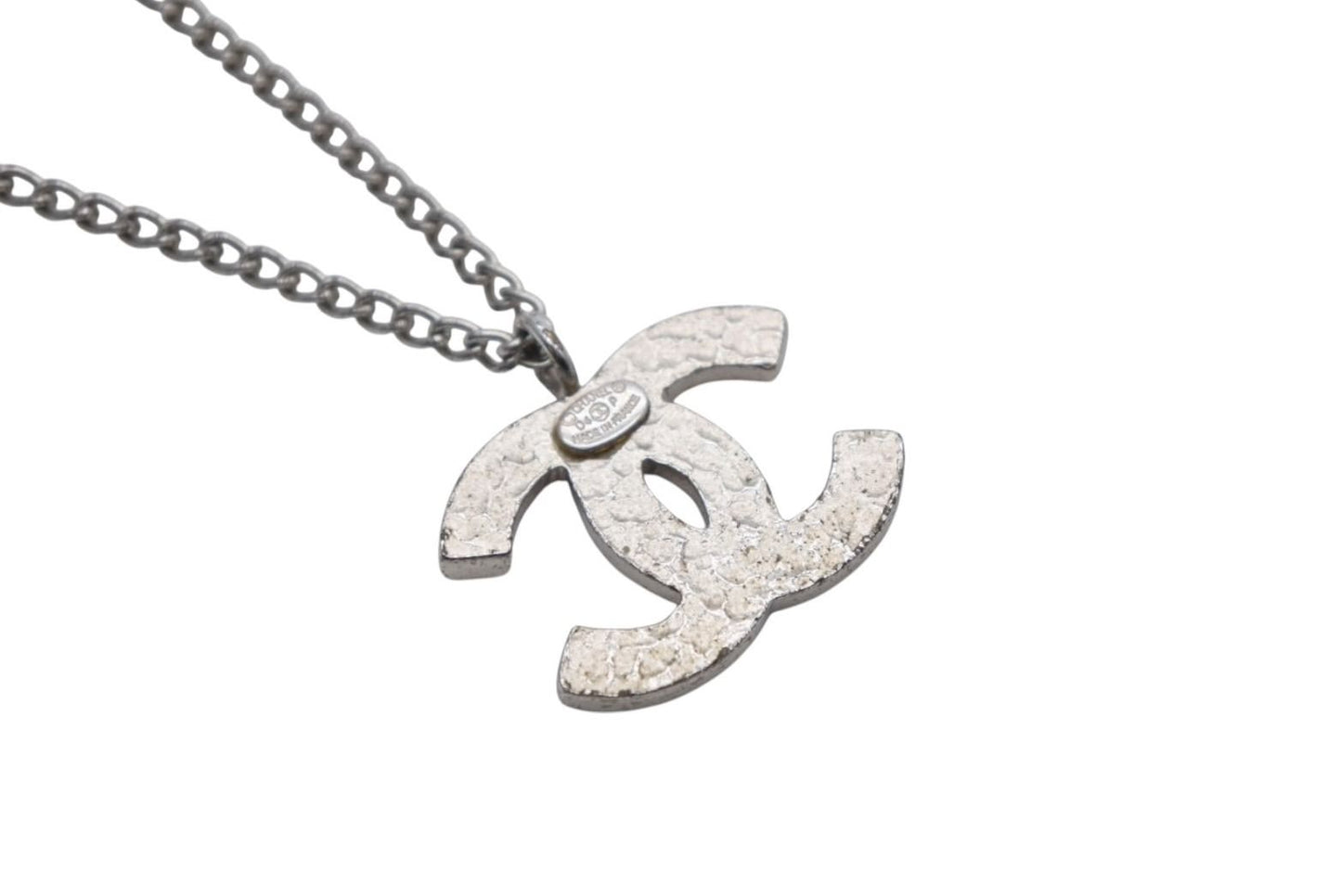 Chanel CC Logo Necklace Silver Orange Metal — view 6