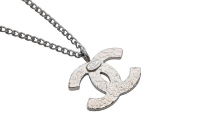 Chanel CC Logo Necklace Silver Orange Metal — view 6