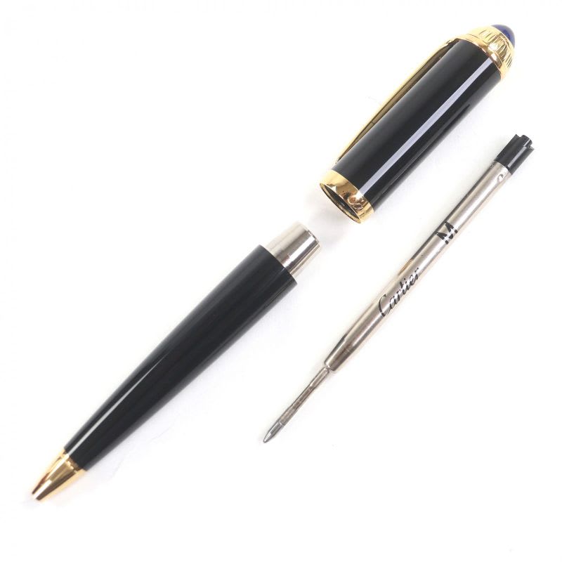 Cartier Roadster De Blue Gemstone Twist Ballpoint Pen Black Gold With