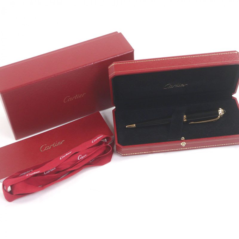 Cartier Roadster De Blue Gemstone Twist Ballpoint Pen Black Gold With