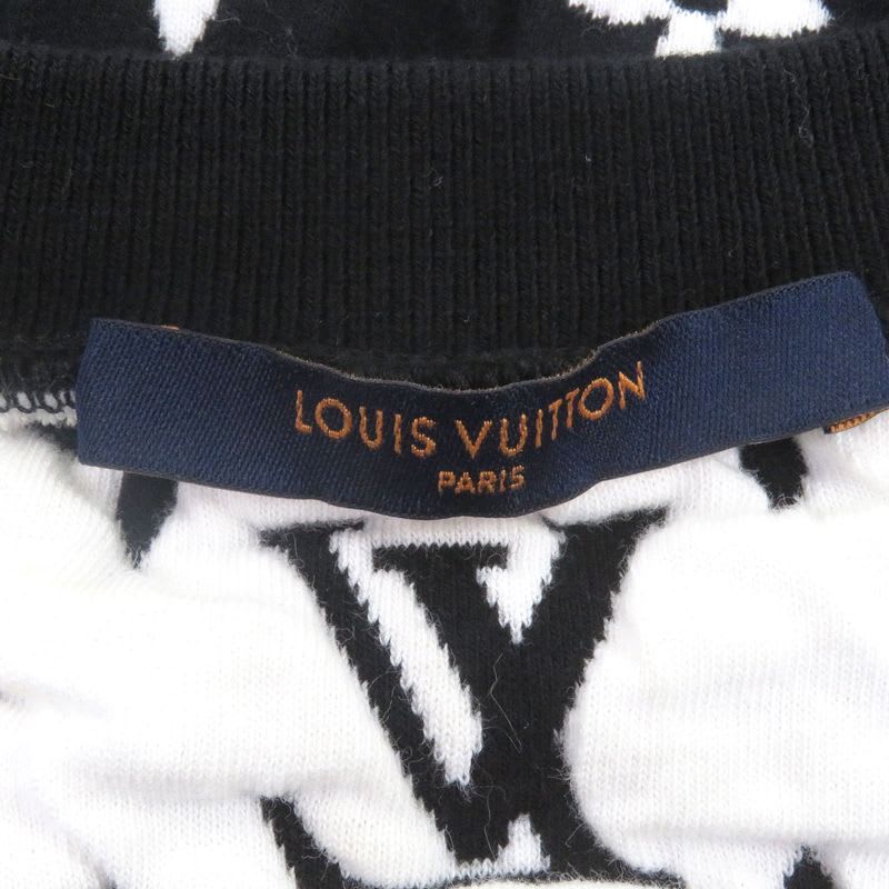 Louis Vuitton 20 SS Monogram Jacquard Crew Neck Sweatshirt Black White XS