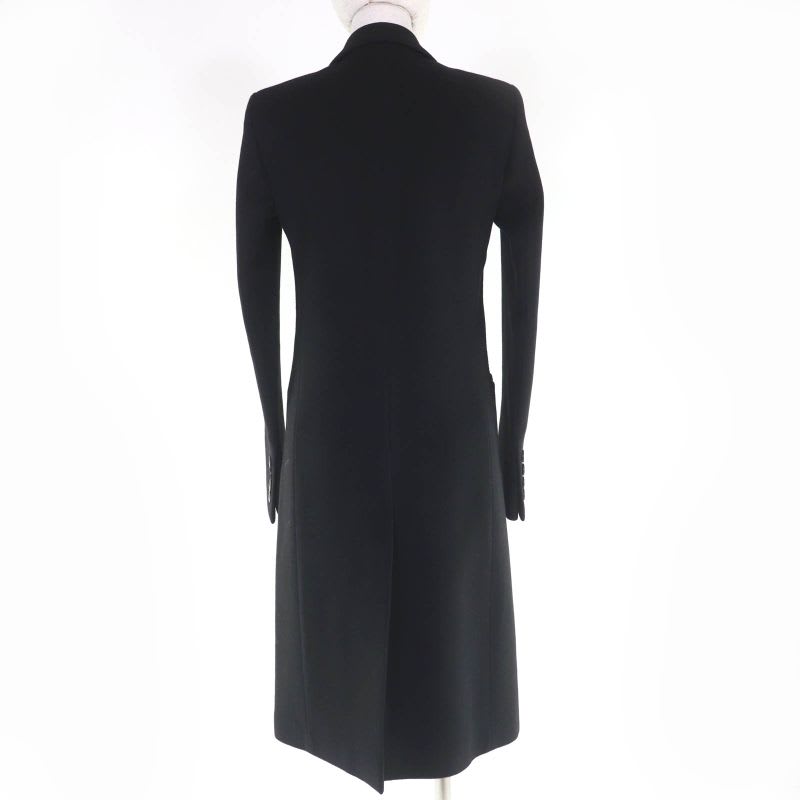 Gucci Wool Logo Button Long Coat Black 38 With Hanger