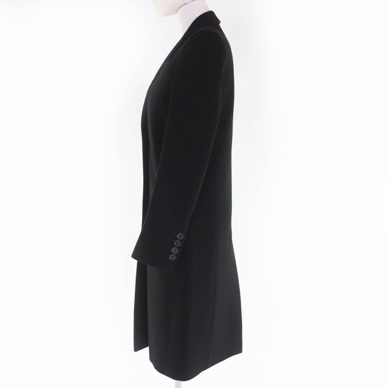 Gucci Wool Logo Button Long Coat Black 38 With Hanger
