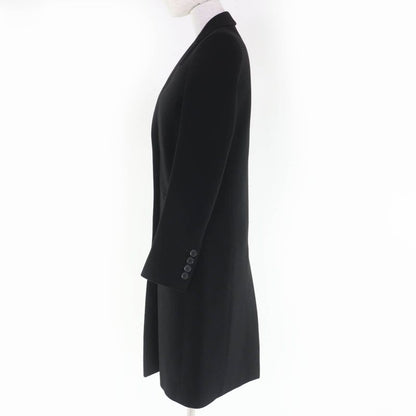 Gucci Wool Logo Button Long Coat Black 38 With Hanger
