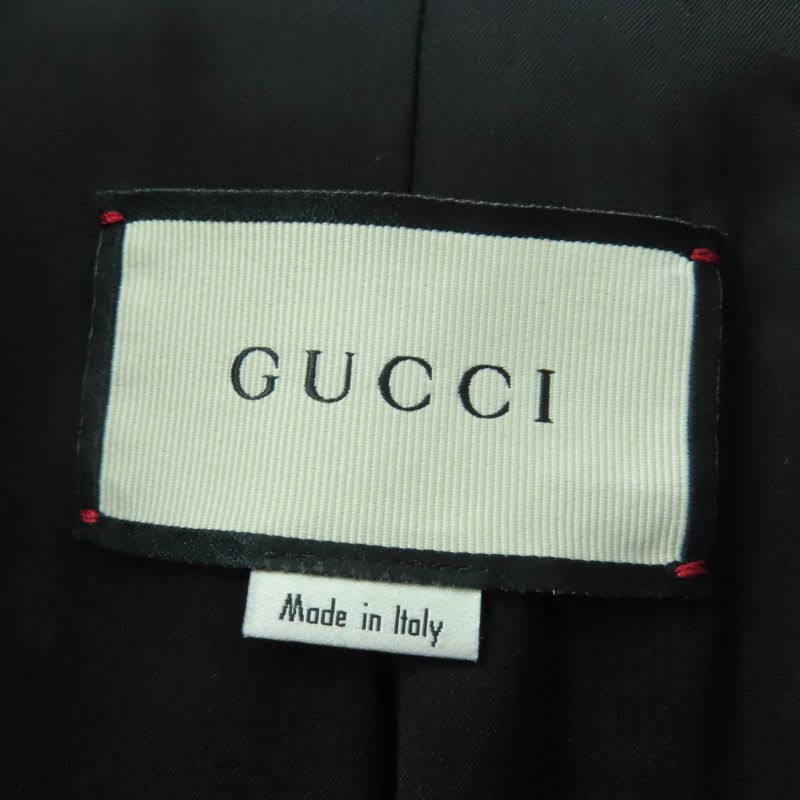 Gucci Wool Logo Button Long Coat Black 38 With Hanger