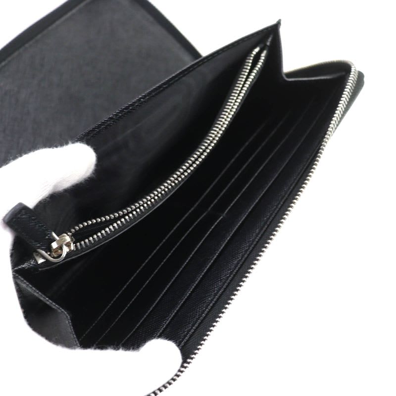 Prada 2 Ml188 Saffiano Leather Triangle Logo Plate Round Zip Long