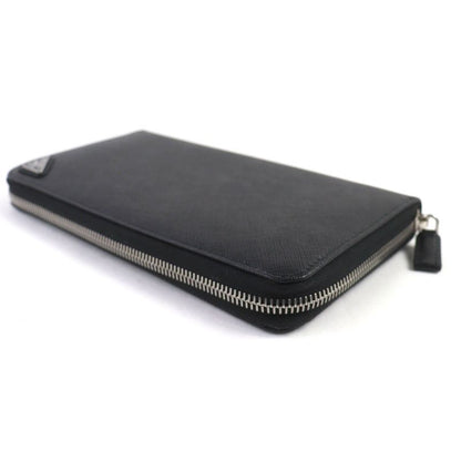 Prada 2 Ml188 Saffiano Leather Triangle Logo Plate Round Zip Long