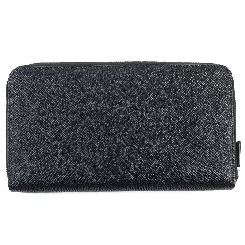 Prada 2 Ml188 Saffiano Leather Triangle Logo Plate Round Zip Long