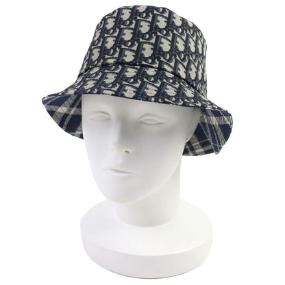 Dior Homme 14 Che923 I134 Cotton Oblique Plaid Reversible Bucket Hat Navy 58
