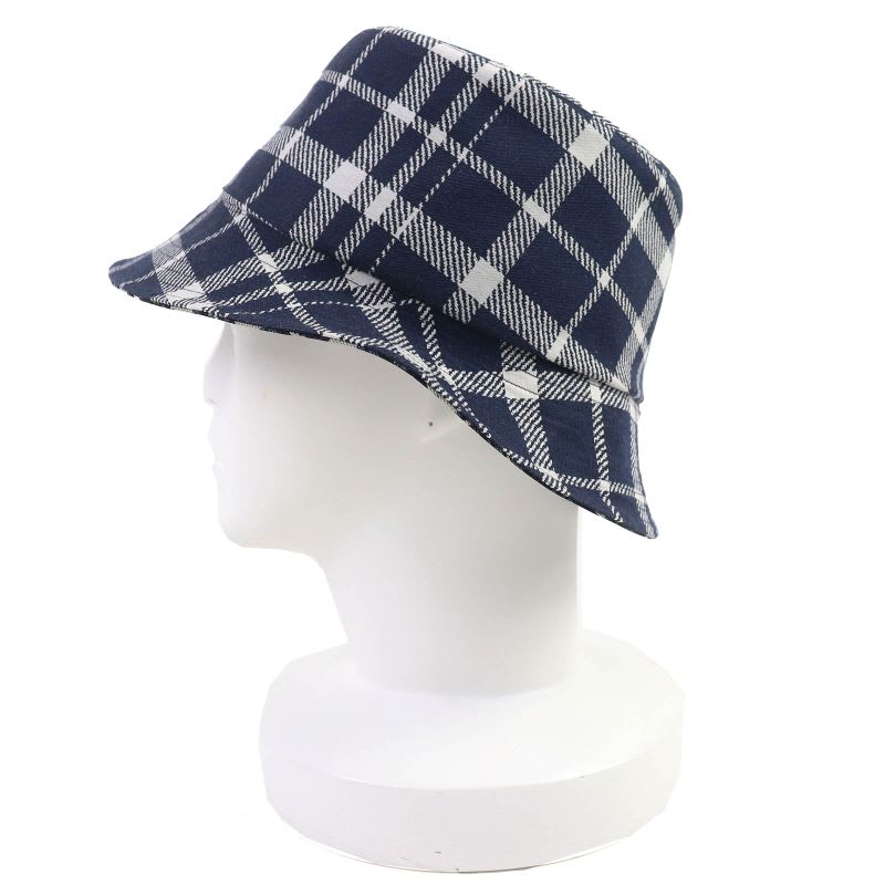 Dior Homme 14 Che923 I134 Cotton Oblique Plaid Reversible Bucket Hat Navy 58