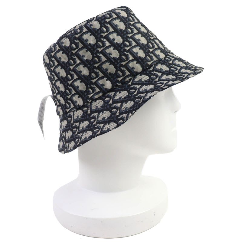 Dior Homme 14 Che923 I134 Cotton Oblique Plaid Reversible Bucket Hat Navy 58