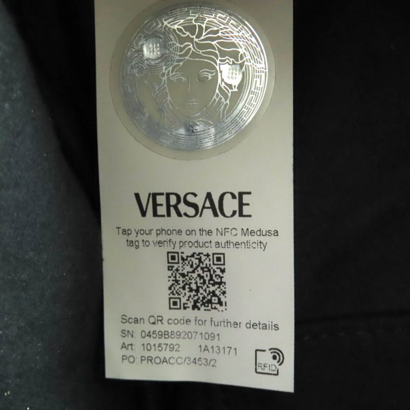 美品◇versace ヴェルサーチ 1015792 ヴェルサーチェ タグ ナッパ ボウリング バッグ メデューサチャーム付き レザー ハンドバッグ ブラック