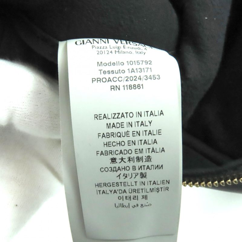 美品◇versace ヴェルサーチ 1015792 ヴェルサーチェ タグ ナッパ ボウリング バッグ メデューサチャーム付き レザー ハンドバッグ ブラック