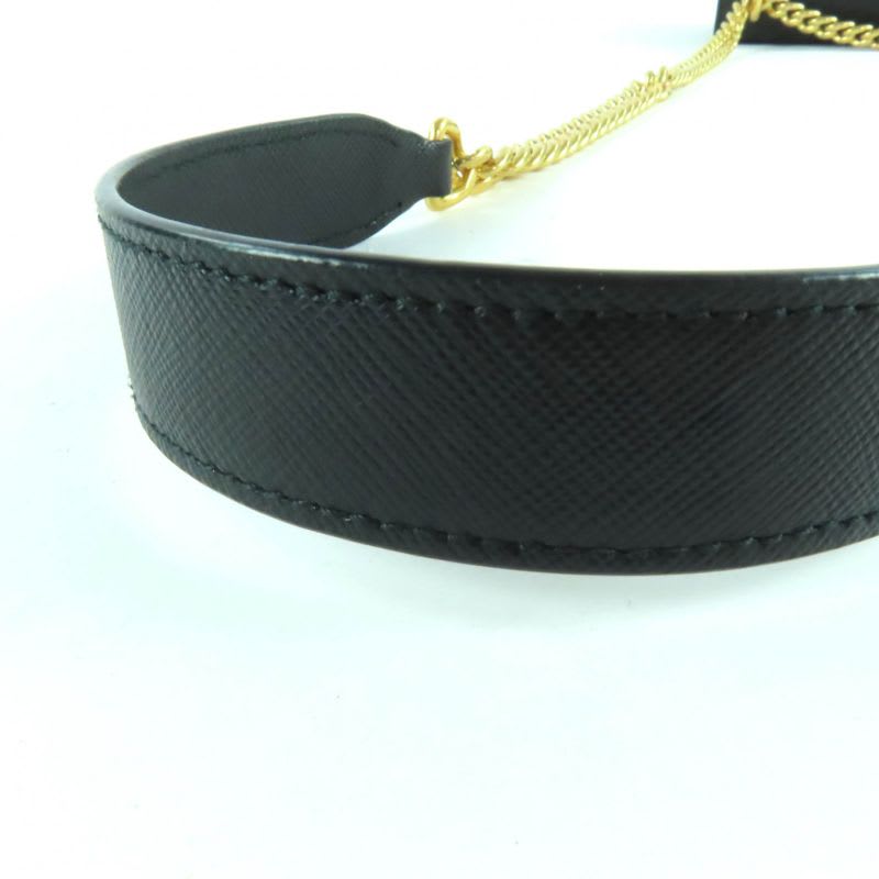 Prada 1 Bd133 Saffiano Leather Mini Bag Metal Logo Chain Shoulder Black