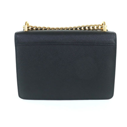 Prada 1 Bd133 Saffiano Leather Mini Bag Metal Logo Chain Shoulder Black