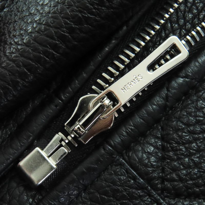 Hermes 2023 3 H1207 D1 Deerskin Leather Jacket With Serie Button Black 36