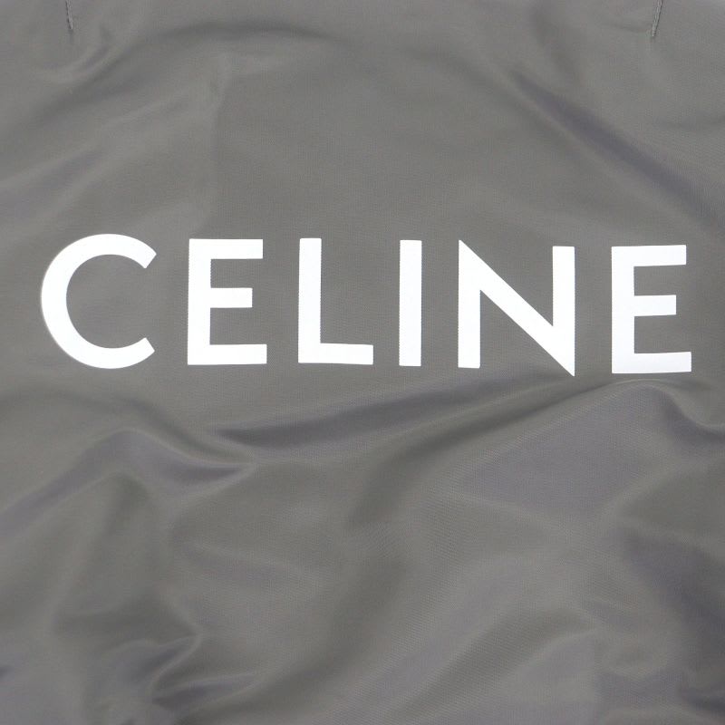 Celine 2 Nylon Twill Loose Bomber Jacket Back Logo Print Filling MA-1
