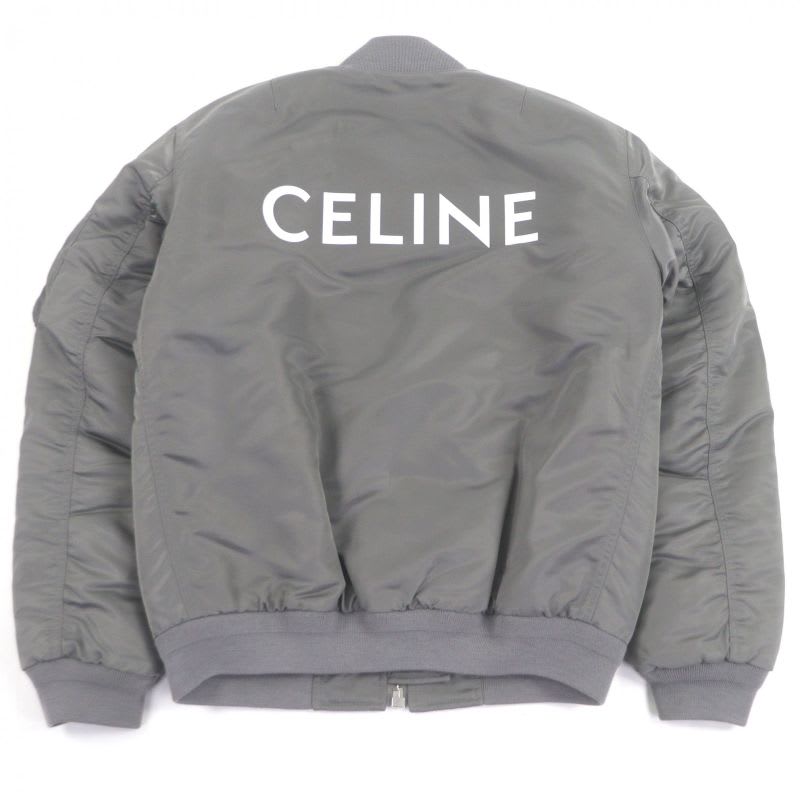 Celine 2 Nylon Twill Loose Bomber Jacket Back Logo Print Filling MA-1