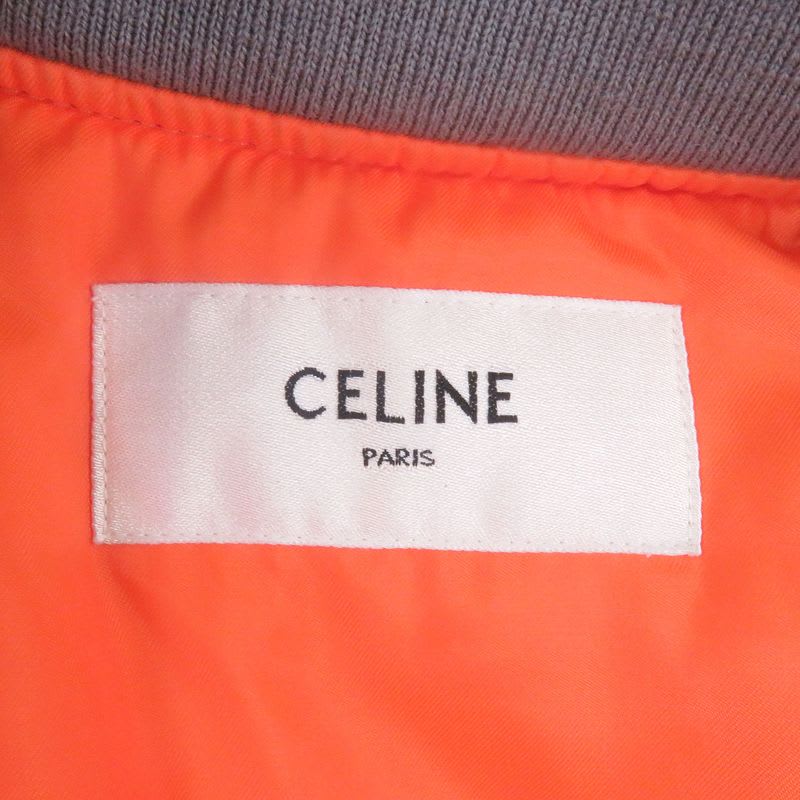 Celine 2 Nylon Twill Loose Bomber Jacket Back Logo Print Filling MA-1