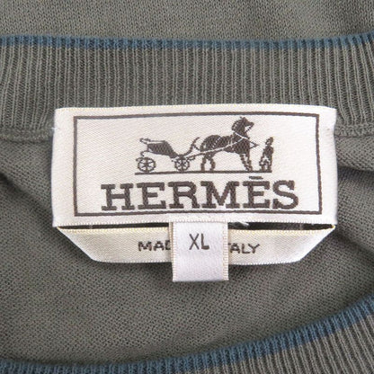 Hermes 21 SS 100% Cotton Sleeve Docking Design Crew Neck Short Knit