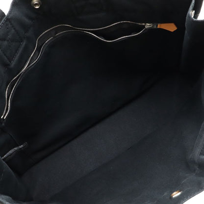 Hermes Deauville MM Tote Bag Large Handbag Canvas Black Silver Hardware