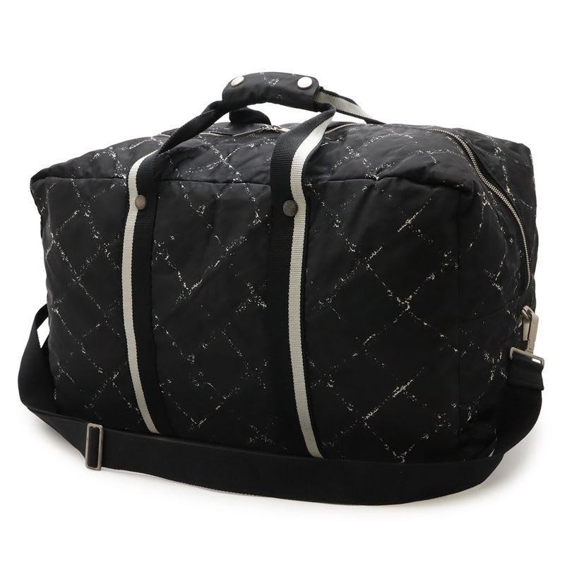 Chanel Vintage Travel Line Boston Bag Purse 2-Way Shoulder