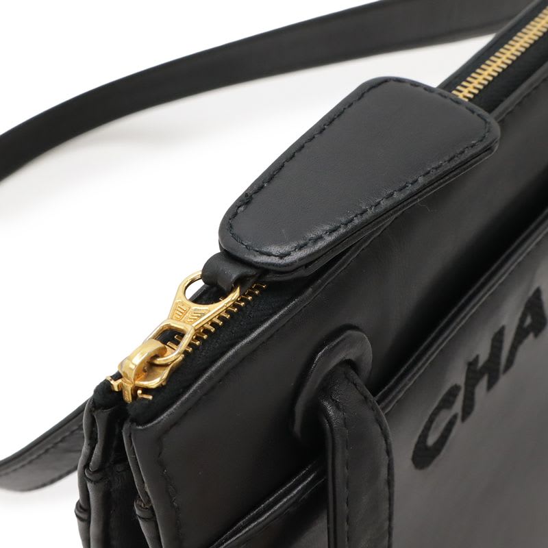 Chanel Logo Embroidery Tote Bag Shoulder Bag Semi-shoulder Shoulder Bag Leather