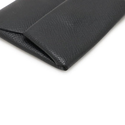 Hermes Bastia Coin Case Purse Vaux Epson Leather Black Silver Hardware