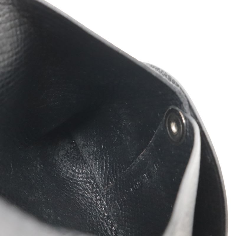 Hermes Bastia Coin Case Purse Vaux Epson Leather Black Silver Hardware