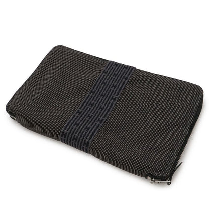 Hermes Her Line Perth GM Round Zipper Long Wallet Passport Case Canvas Gray
