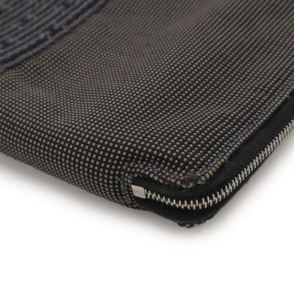 Hermes Her Line Perth GM Round Zipper Long Wallet Passport Case Canvas Gray