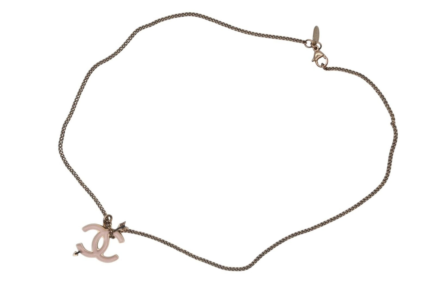 Chanel CC Logo Necklace 10 Gold Pink Metal