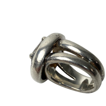 Hermes Women's Gaucho White Pearl Ring 925 Silver Size Approx 12 Size